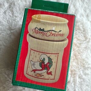 Vintage Christmas Ceramic Potpourri Simmer Pot with Wax Candle